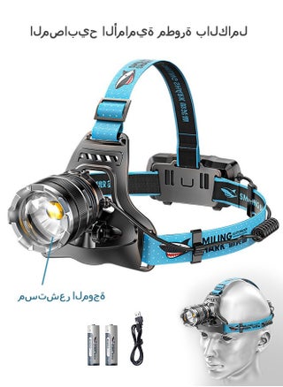 Super Bright LED Rechargeable Headlamp, Zoomable Head lamp with Induction Switch and 5 Lighting Modes, IP6 Outdoors Flashlight Spotlight (Blue) - pzsku/ZBACE98FA243B609242C3Z/45/1746211519/74bb5fab-cabf-4114-9412-e09e76867491