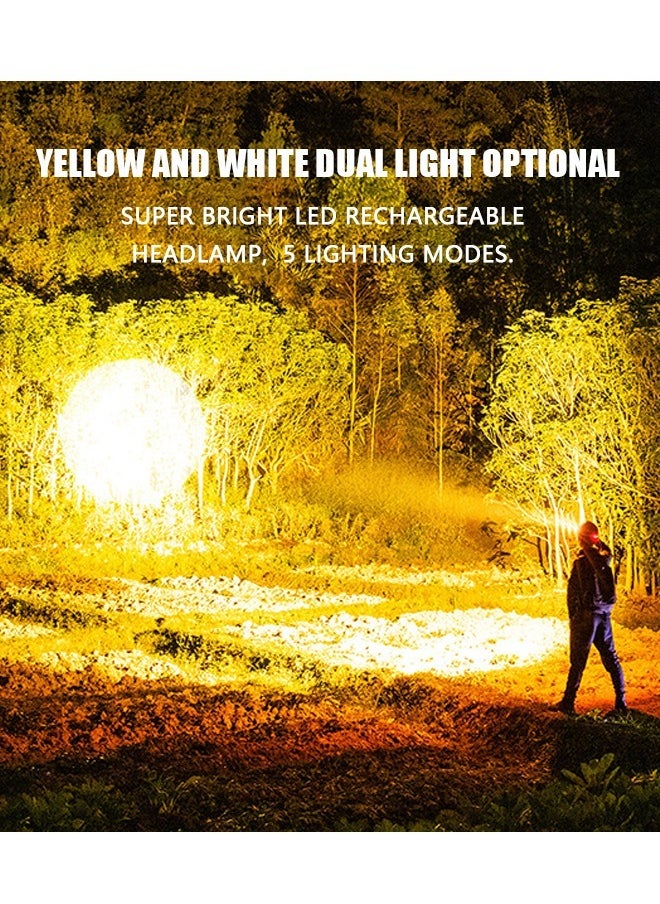 SMILING SHARK - Super Bright LED Rechargeable Headlamp, Zoomable Head lamp with Induction Switch and 5 Lighting Modes, IP6 Outdoors Flashlight Spotlight (Blue) - Image 1