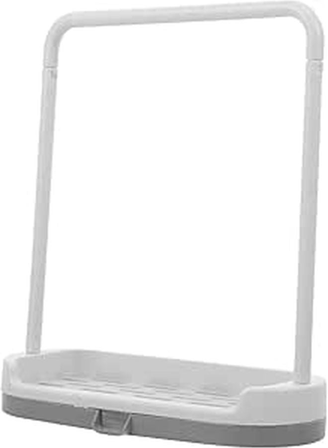 Removable Plastic Soap Rack Kitchen Countertop Organizer Grey Lightweight Stable Base for Towels Sponge - Image 1