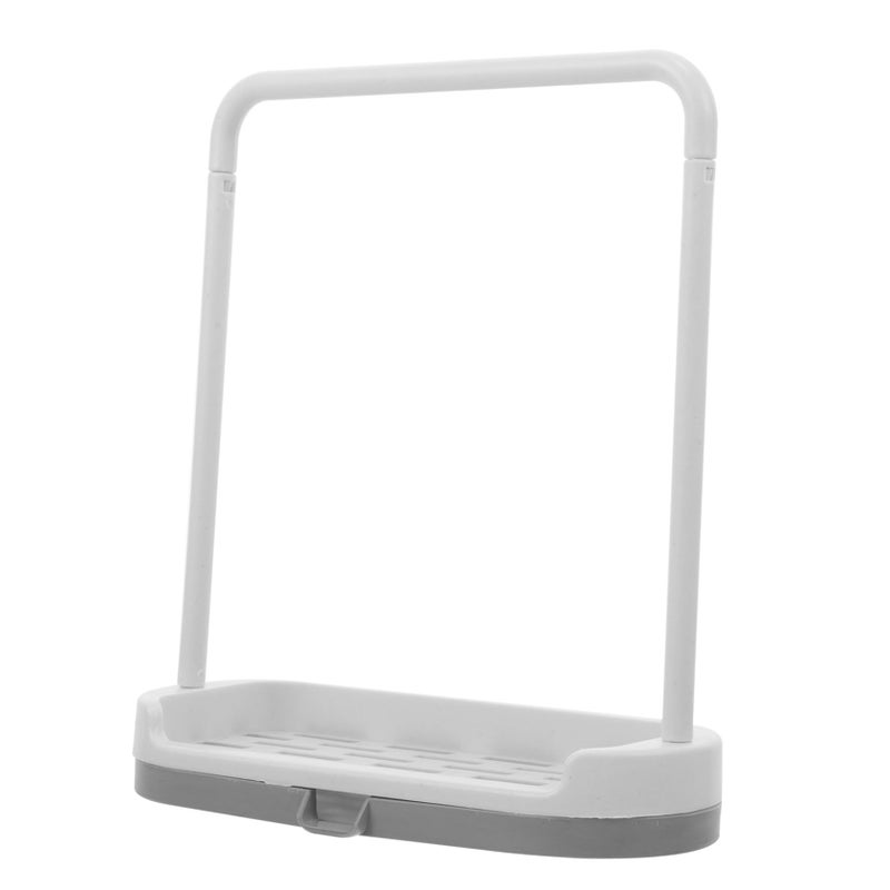 Removable Plastic Soap Rack Kitchen Countertop Organizer Grey Lightweight Stable Base for Towels Sponge - Image 2