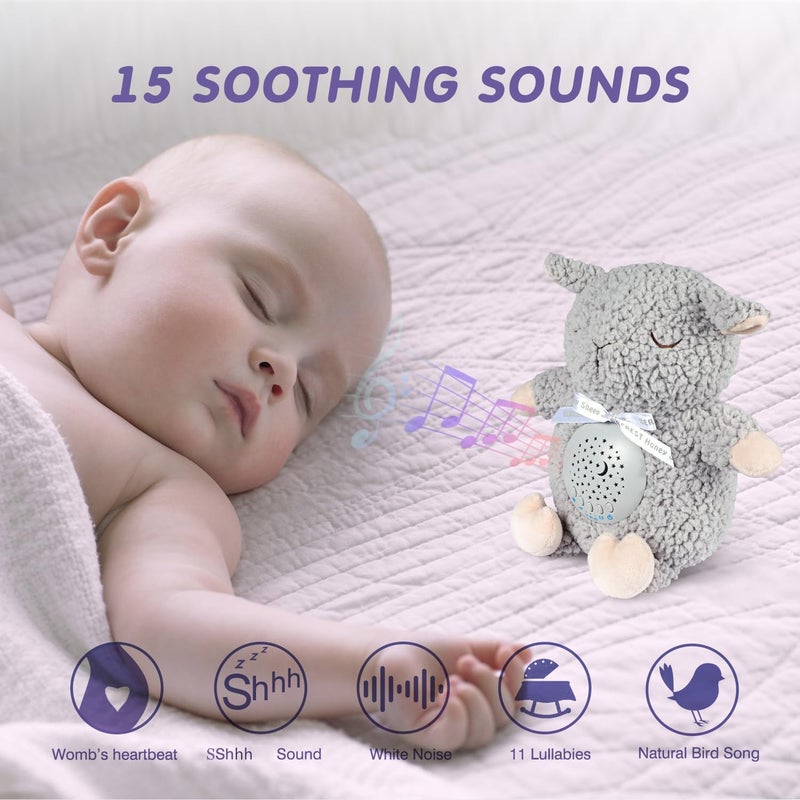 BEREST Baby Sleep Soother with Projector Night Light & Auto-Off Timer, Musical Sheep Plush Toy with White Noise, Heartbeat, Shushing, Lullabies for Newborns, Infants Shower Gift - Image 2
