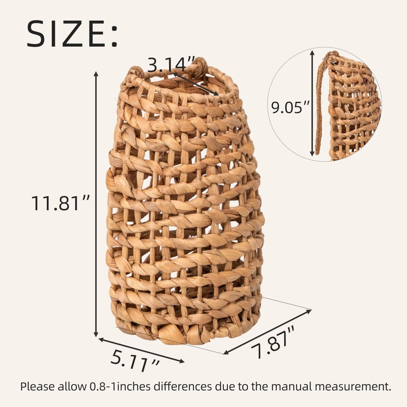 SHCMSADO Woven Water Hyacinth Hanging Basket Door Hanging Basket Wall for Home Garden Farmhouse (Water Hyacinth) - Image 2