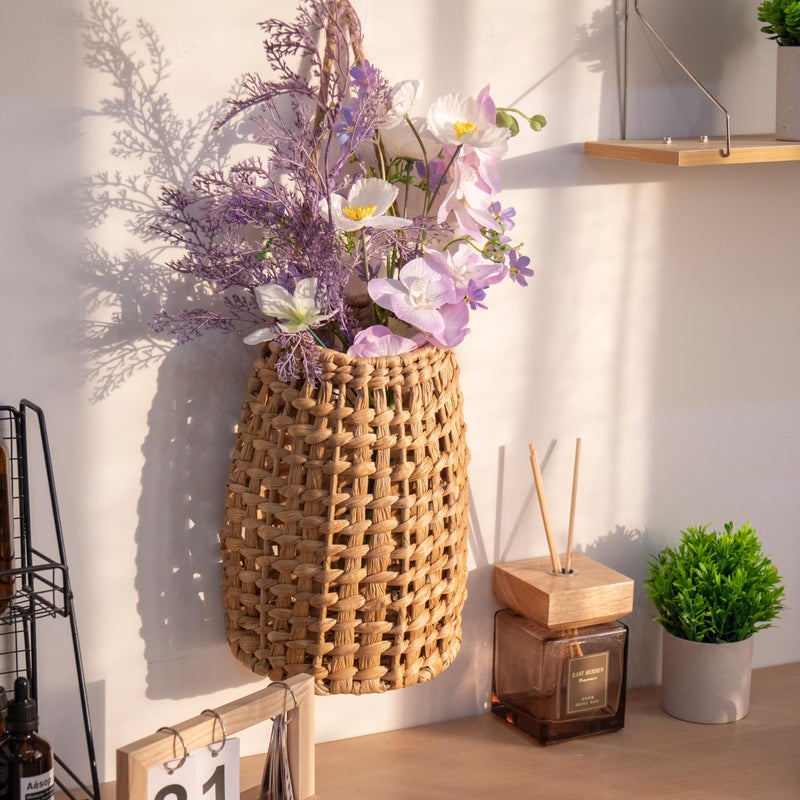 SHCMSADO Woven Water Hyacinth Hanging Basket Door Hanging Basket Wall for Home Garden Farmhouse (Water Hyacinth) - Image 4