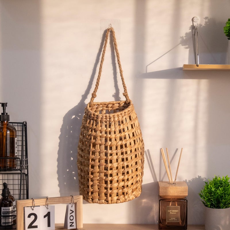 SHCMSADO Woven Water Hyacinth Hanging Basket Door Hanging Basket Wall for Home Garden Farmhouse (Water Hyacinth) - Image 5