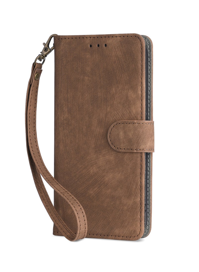 For Vivo V50 Lite Flip Cover with Detachable lanyard, PU Leather Full Body Protection Shockproof Flip Mobile Phone Case, RFID Anti-theft Brush Folio Wallet Case - Image 4