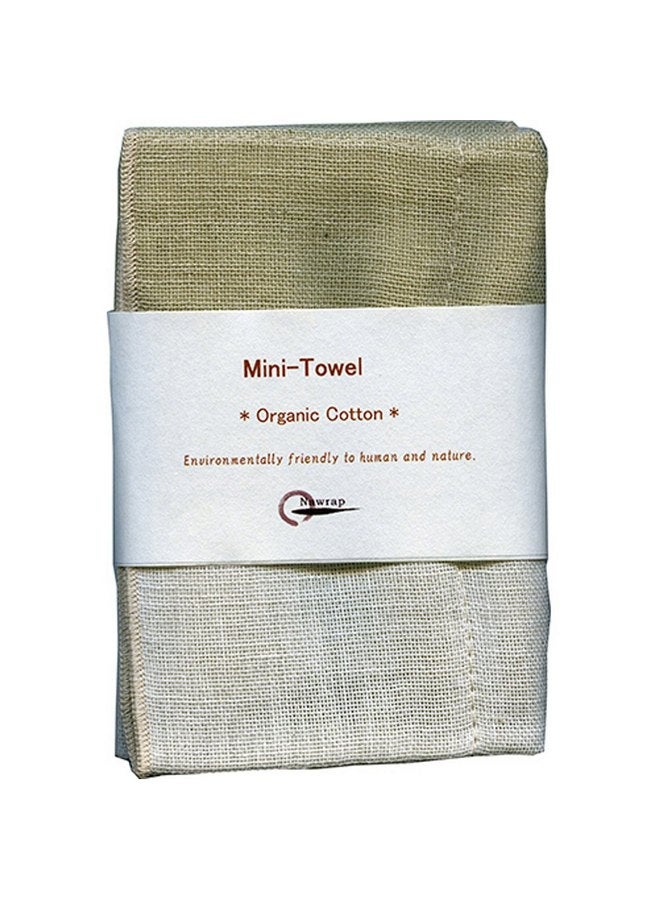 Nawrap Organic Cotton Mini Towel - 4 Ply - 10 x 10 in - Green x Ivory - Image 1