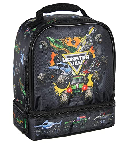 INTIMO Monster Jam Grave Digger Megalodon Pirates Curse Dual Compartment Lunch Box Bag 95 - Image 1