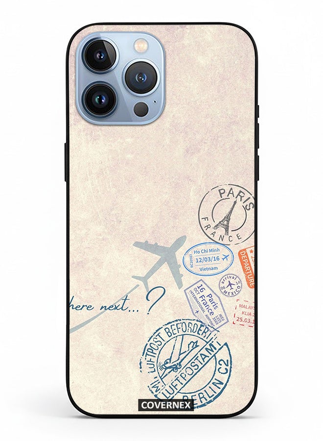 Covernex Apple iPhone 13 Pro Max Protective Case Cover Printed Featuring Paris And Aviation Stamp - Image 2