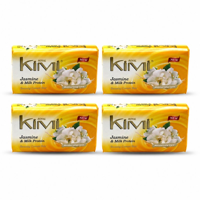 Royal Kimi Jasmine & Milk Protein Beauty Cream Bar Soap - Pack of 4 Bars for Moisturizing Skin Care