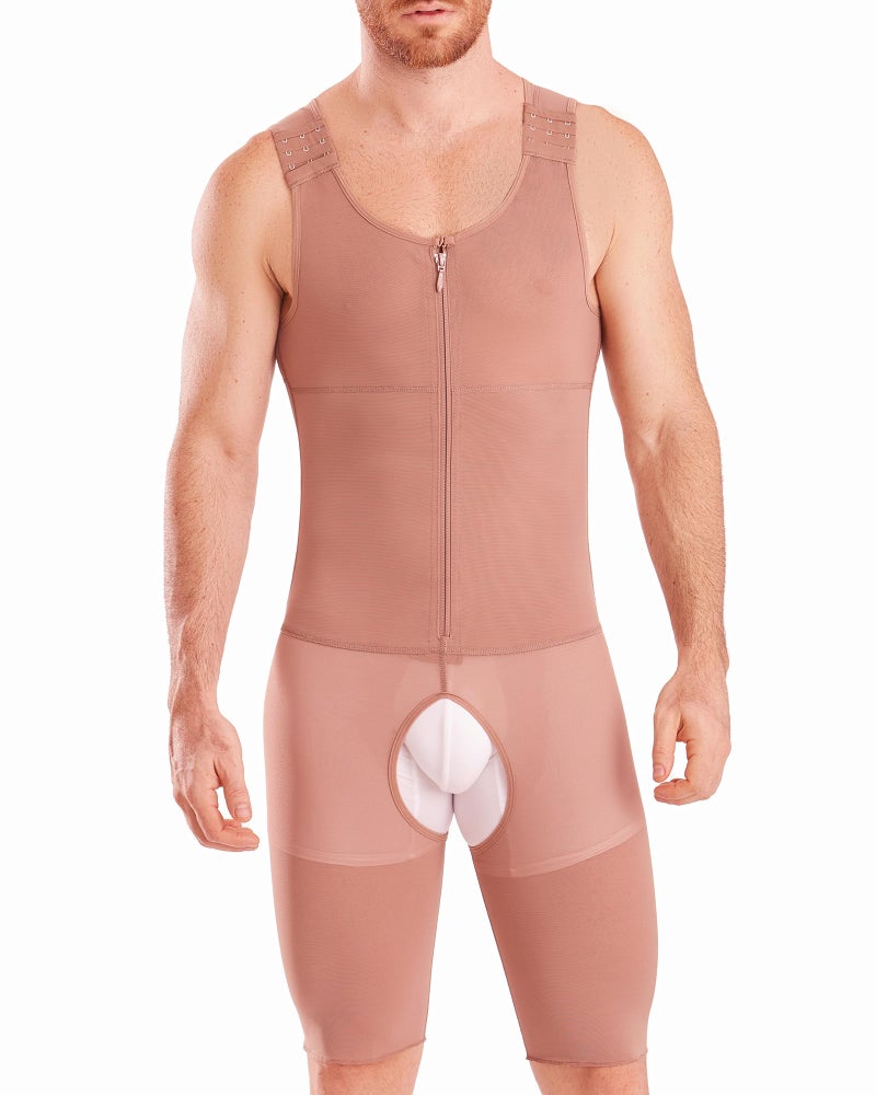 SHAPE CONCEPT Faja Colombiana Para Hombre 364 High Compression Mens Shapewear Knee Lenght with Frontal Zipper