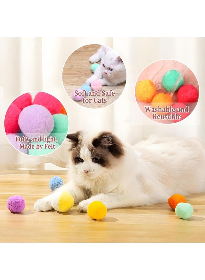 Cat toy Interaction for Indoor Cats, 50pcs Pom Pom With Launcher suit, Cat self-Gaming Kitten toy, Cute Cat Ball Toys toys, Plush Ball Color is Random - Image 2