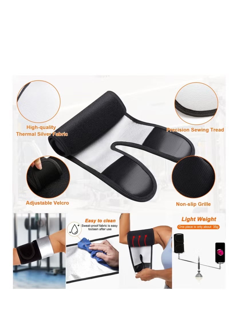 XUN Sweat Arm Band, Sweat Arm Shaping Band, Arm Trimmer for Women and Men, Fitness Running Sweat Slim Body Shaper for Weight Loss and Sports Workouts (2 Count) - Image 3