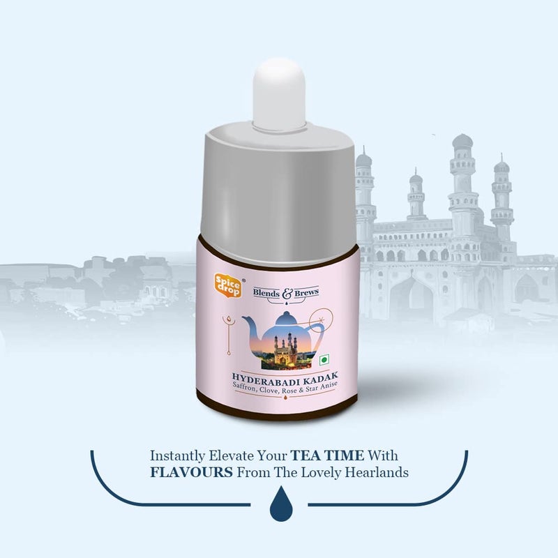 Spice Drop Hyderabadi Kadak Chai Masala Extract | Contains Rose, Saffron & Clove | Flavors 180 cups | 5ML equals 125 grams of powder | No preservative | 1 drop per cup | Tea Masala Drops - Image 3