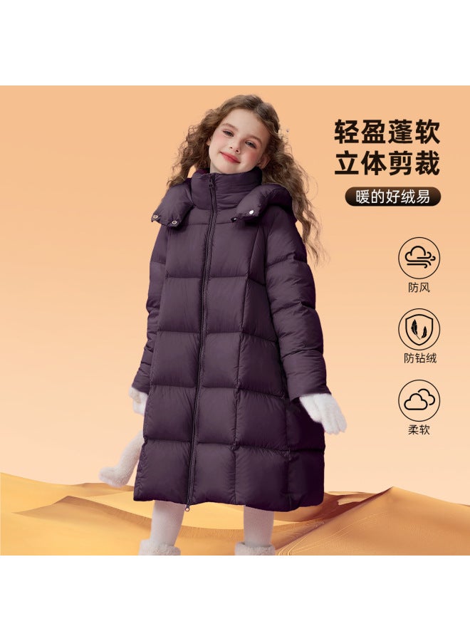Girls' Long Down Jacket Winter New Three-proof White Duck Down Thickened Warm Children's Winter Coat Kids Clothing