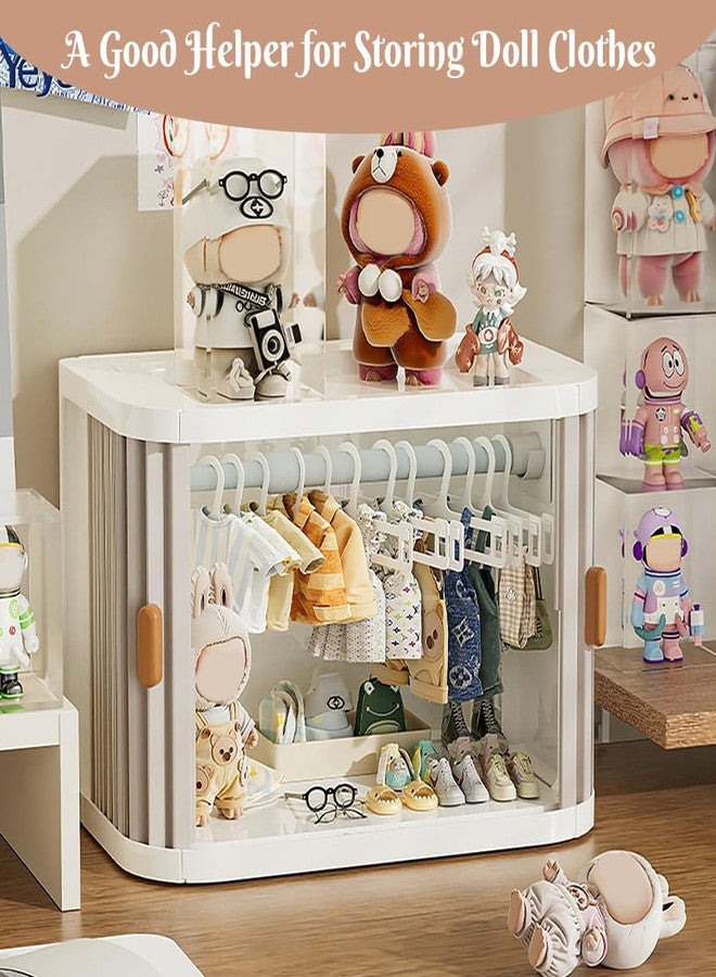 WALLFID Foldable Doll Clothes Organizer with 15 Hangers & Adjustable Rod, Dustproof Storage Box for 10-17cm Mini Dolls, Clothes, Outfits & Accessories, Portable Doll Closet for Display & Storage - Image 5