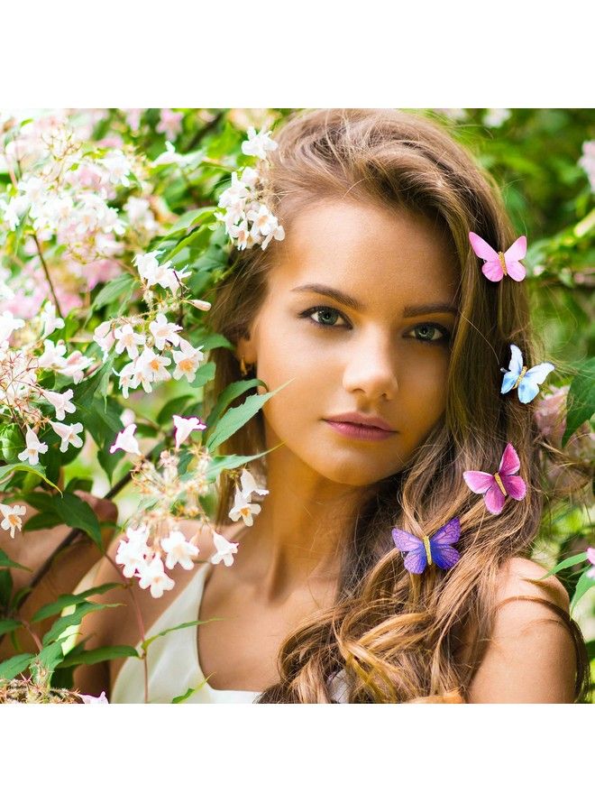 STAR WORK Realistic Butterfly Hair Clips 3D Colorful Mesh Butterfly Hair Clips Glitter Barrettes Butterfly Snap Hair Clips Hair Accessories For Teens Women Girls (Pack Of 6 (Pattern 2)) - Image 5