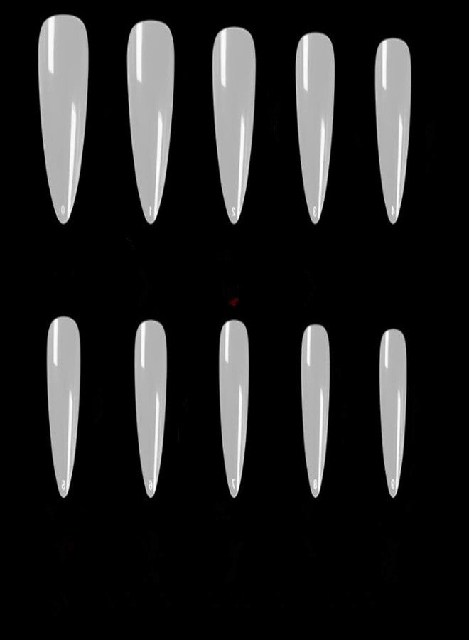 AORAEM Long Stiletto Sharp False Nails Natural Claw Full Cover Artificial Fake Nail Art Tip 500Pcs For Nail Salon,10 Sizes (Natural) - Image 2