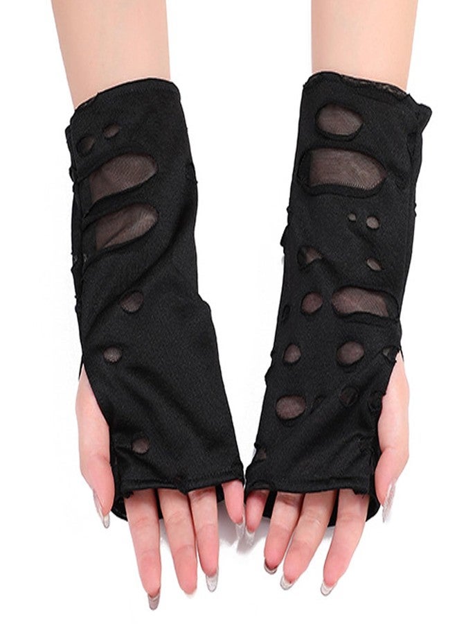 Amazleer Punk Fingerless Gloves Ripped Gothic Arm Leg Sleeves Torn Punk Clothing Costume Accessories - Image 4