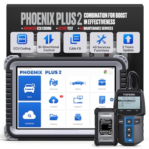 Topdon أداة المسح ثنائية الاتجاه TOPDON Phoenix Plus 2 مع مختبر البطارية، تحديث مجاني لمدة عامين، تشخيص كامل بمستوى OE، ماسح طوبولوجي، 40+ خدمة إعادة تعيين، AutoAuth لـ FCA SGW - Image 1