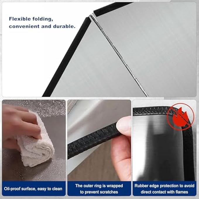 rayihni 4 Sided Grease Splatter Guard Stainless Steel Foldable Oil Splash Guard Oil Splatter Screen Board Oil Barrier Backsplash Guard For Stove Wall Gas Range Frying Pan Camping 30 * 12 Inches - Image 2
