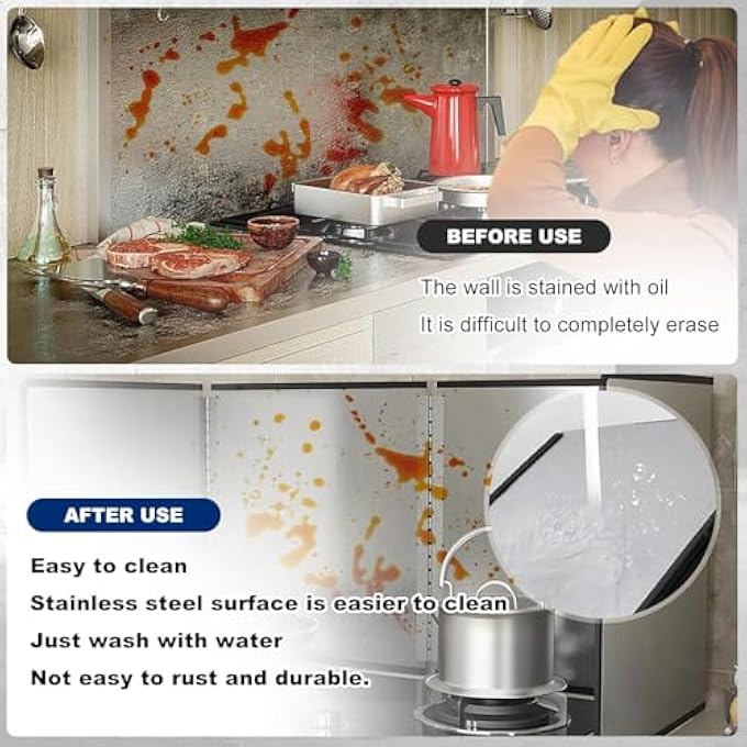 rayihni 4 Sided Grease Splatter Guard Stainless Steel Foldable Oil Splash Guard Oil Splatter Screen Board Oil Barrier Backsplash Guard For Stove Wall Gas Range Frying Pan Camping 30 * 12 Inches - Image 3