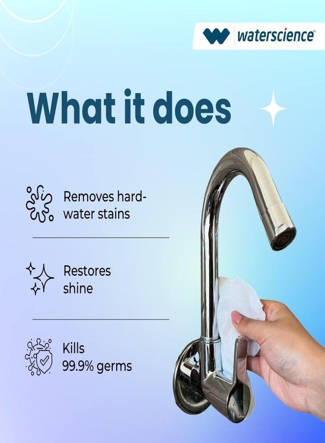 WaterScience (Pack of 10) Hard Water Wipes | Multi-Surface Wet Wipes for Kitchen and bathroom Showers, Taps, Tiles, Mirrors & Faucets | Easy Stubborn Stain Remover | Safe on Skin | Kills 99.9% Germs - Image 3