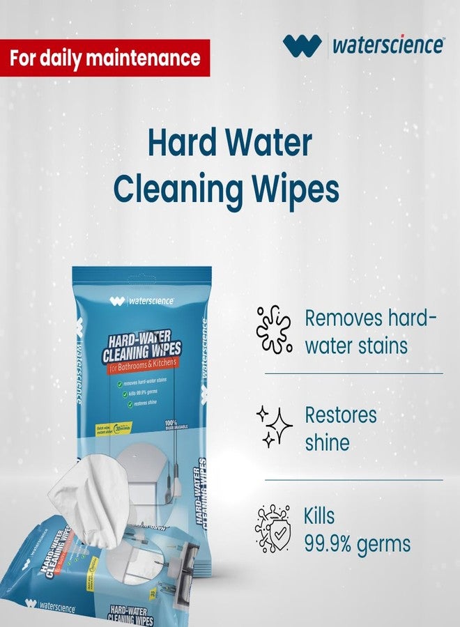 WaterScience (Pack of 10) Hard Water Wipes | Multi-Surface Wet Wipes for Kitchen and bathroom Showers, Taps, Tiles, Mirrors & Faucets | Easy Stubborn Stain Remover | Safe on Skin | Kills 99.9% Germs - Image 2