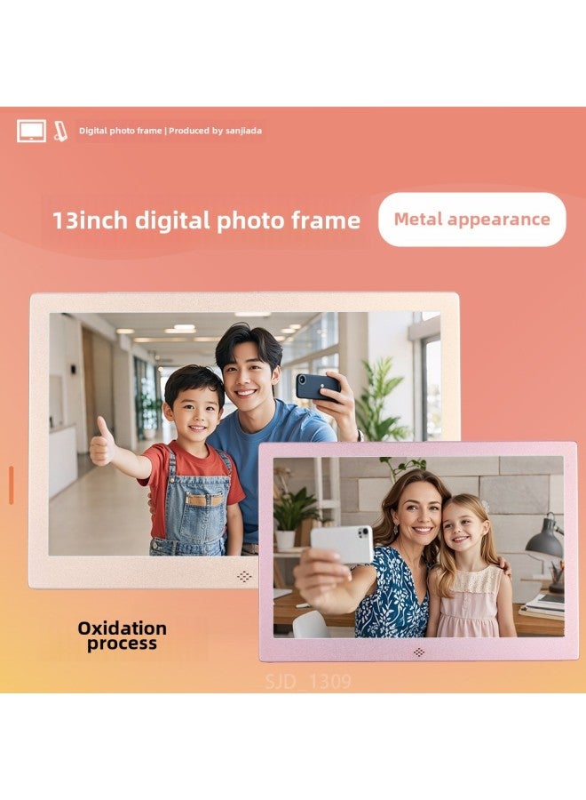 13 Inch Electronic Digital Photo Frame Metal Frame Picture Video Music Loop Player Wall Decoration Photo Album Gift-Color:13 Inch Starry Sky Silver (metal Shell)  - Image 2
