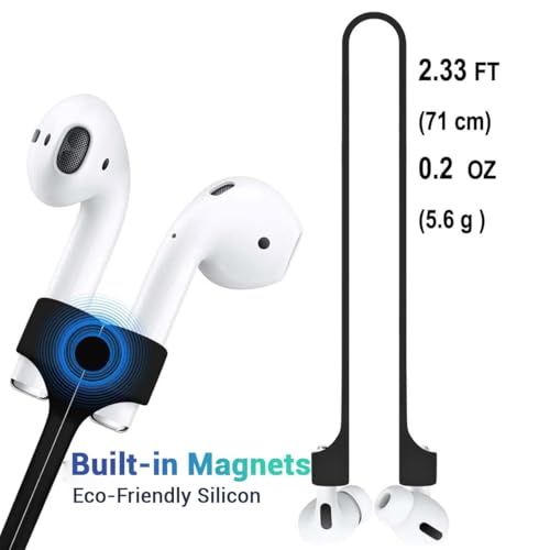 KEKOZE Anti-Lost Magnetic Strap Silicone Cable Connector String Compatible with Apple Wireless Pro/Pro 2/1,2&3 / Neck Rope Cord - Black - Image 3