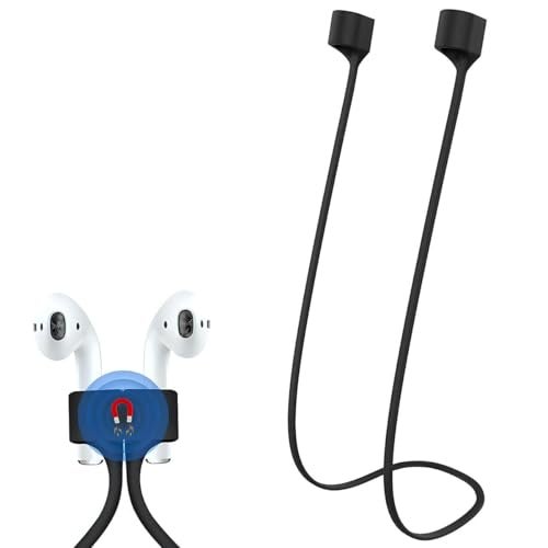 KEKOZE Anti-Lost Magnetic Strap Silicone Cable Connector String Compatible with Apple Wireless Pro/Pro 2/1,2&3 / Neck Rope Cord - Black - Image 1