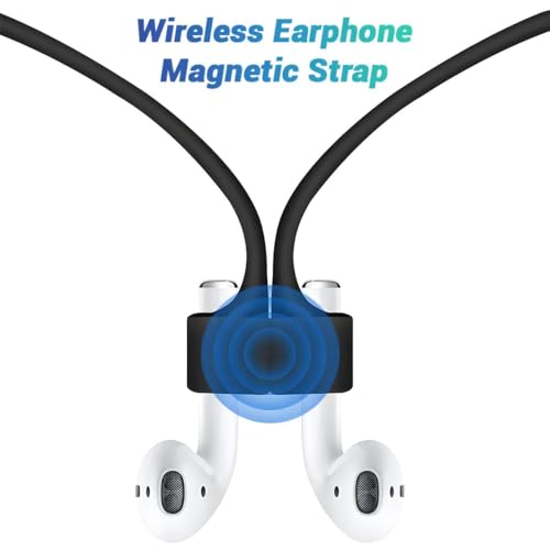 KEKOZE Anti-Lost Magnetic Strap Silicone Cable Connector String Compatible with Apple Wireless Pro/Pro 2/1,2&3 / Neck Rope Cord - Black - Image 2