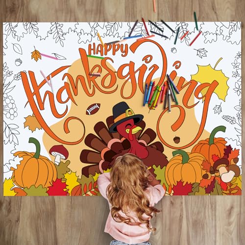 Sophena Large Fall Thanksgiving Coloring Poster 43.3x31.5 Inches Giant Drawing Paper Crafts for Kids Table Decorations, - Image 2