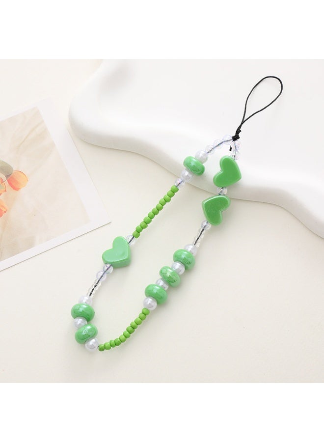 NIBEMINENT Phone Charm/ Chain Strap for Women Girls,Love Beads Cell Phone Case Lanyard Wrist Strap，K2928/Pink - Image 1