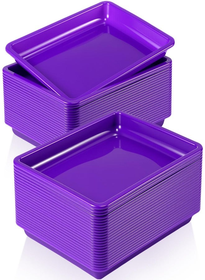 Maitys 24 Pcs Plastic Art Trays 11 x 8.7 x 1 Inch Activity Craft Tray Organizer Serving Tray Stackable Storage Sand Trays for School Painting Beads Crafts DIY Projects(Purple) - Image 1