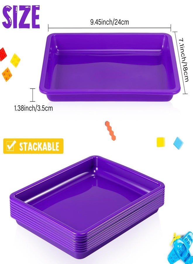 Maitys 24 Pcs Plastic Art Trays 11 x 8.7 x 1 Inch Activity Craft Tray Organizer Serving Tray Stackable Storage Sand Trays for School Painting Beads Crafts DIY Projects(Purple) - Image 3