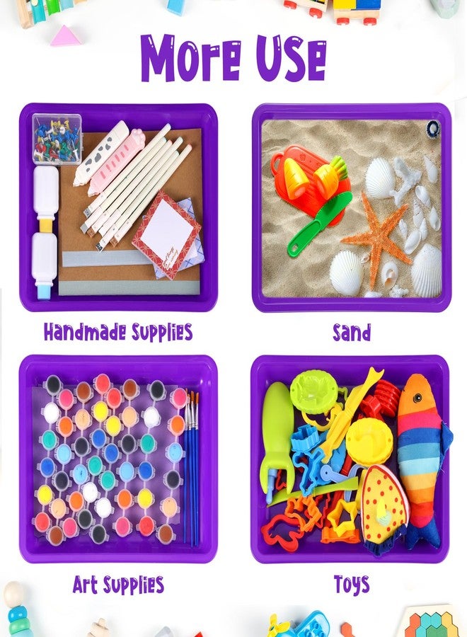 Maitys 24 Pcs Plastic Art Trays 11 x 8.7 x 1 Inch Activity Craft Tray Organizer Serving Tray Stackable Storage Sand Trays for School Painting Beads Crafts DIY Projects(Purple) - Image 4