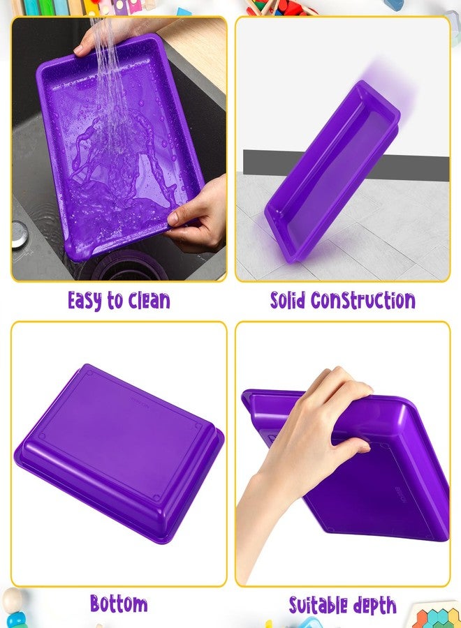 Maitys 24 Pcs Plastic Art Trays 11 x 8.7 x 1 Inch Activity Craft Tray Organizer Serving Tray Stackable Storage Sand Trays for School Painting Beads Crafts DIY Projects(Purple) - Image 2