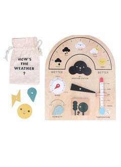 M MIAOYAN Weather station toys, children's educational wooden weather board, weather forecast wooden weather learning board, preschool learning toys climate teaching  - Image 1