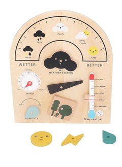 M MIAOYAN Weather station toys, children's educational wooden weather board, weather forecast wooden weather learning board, preschool learning toys climate teaching  - Image 2