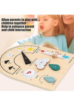 M MIAOYAN Weather station toys, children's educational wooden weather board, weather forecast wooden weather learning board, preschool learning toys climate teaching  - Image 5