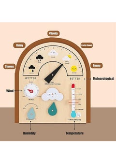 M MIAOYAN Weather station toys, children's educational wooden weather board, weather forecast wooden weather learning board, preschool learning toys climate teaching  - Image 4