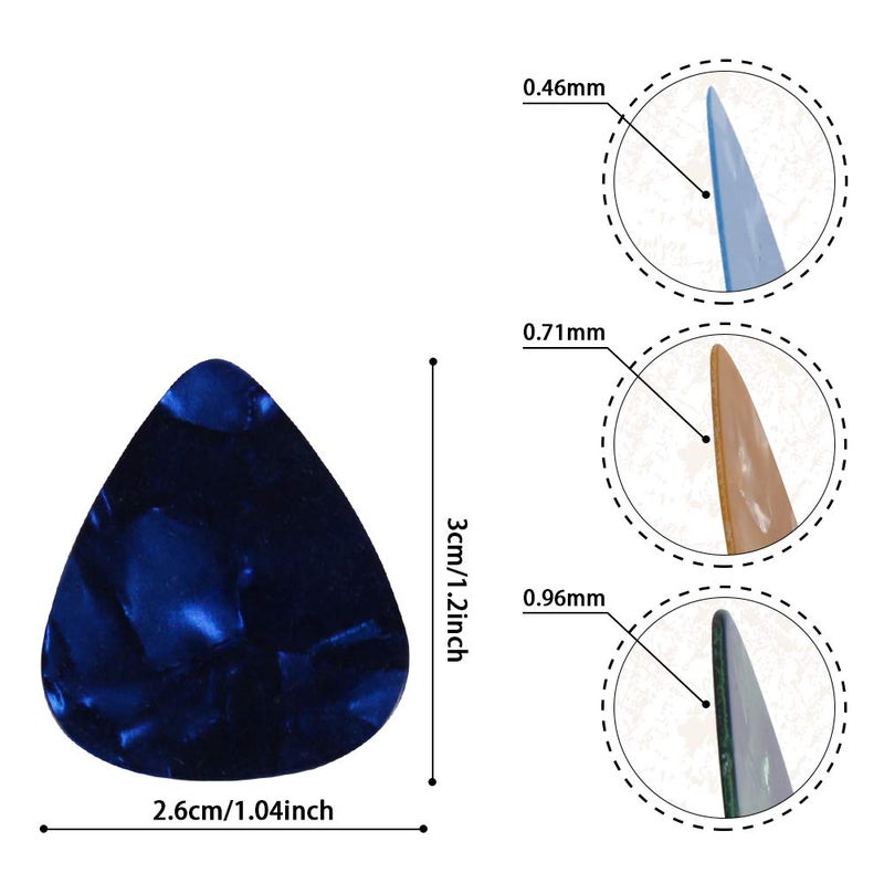 Augshy Guitar Picks, 150 Pack Premium Celluloid Guitar Pick Variety Pack Thin, Medium & Heavy Gauges for Acoustic Guitar, Electric Guitar, Bass(0.46 0.71 0.96 mm) - Image 2