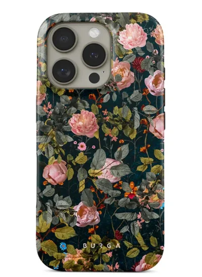 BURGA iPhone 16 Pro Max Case, 2 Piece Hard Shell + TPU Interior, Shock Absorption, All Port Accessible, Raised Bezel For Screen & Camera Protection, Never Fading HQ Print,  Bloomy Garden