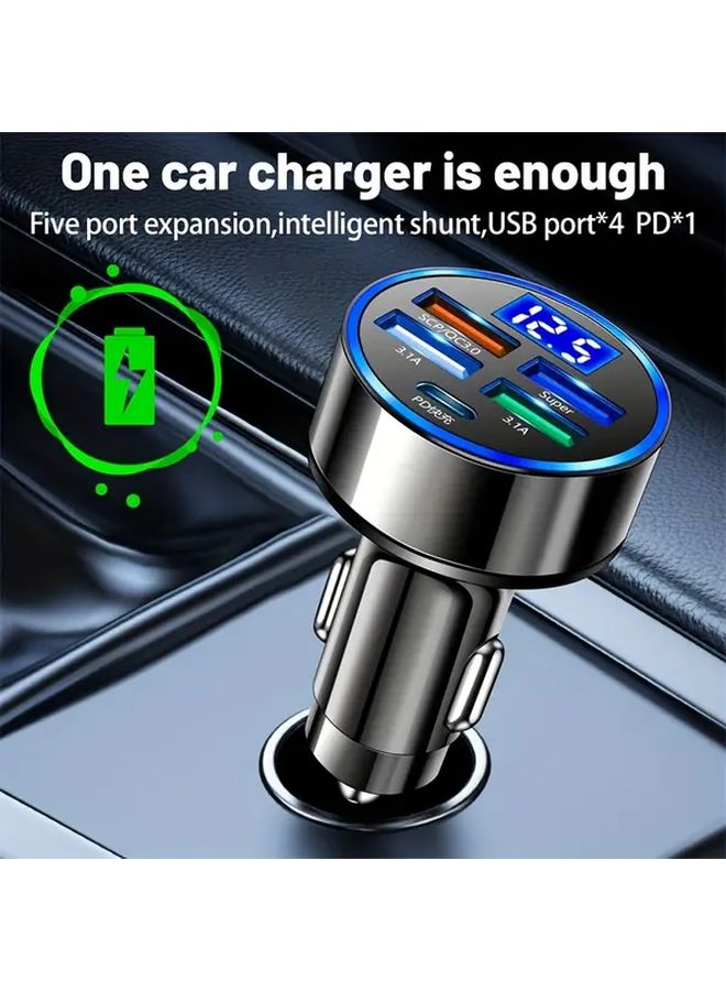 Black USB C Car Charger Adapter 4 Ports Fast Charging Type C PD Quick Charge 3.0 Multiport Charger High Speed Car Accessory Road Trip Essential Travel Charger - Image 5