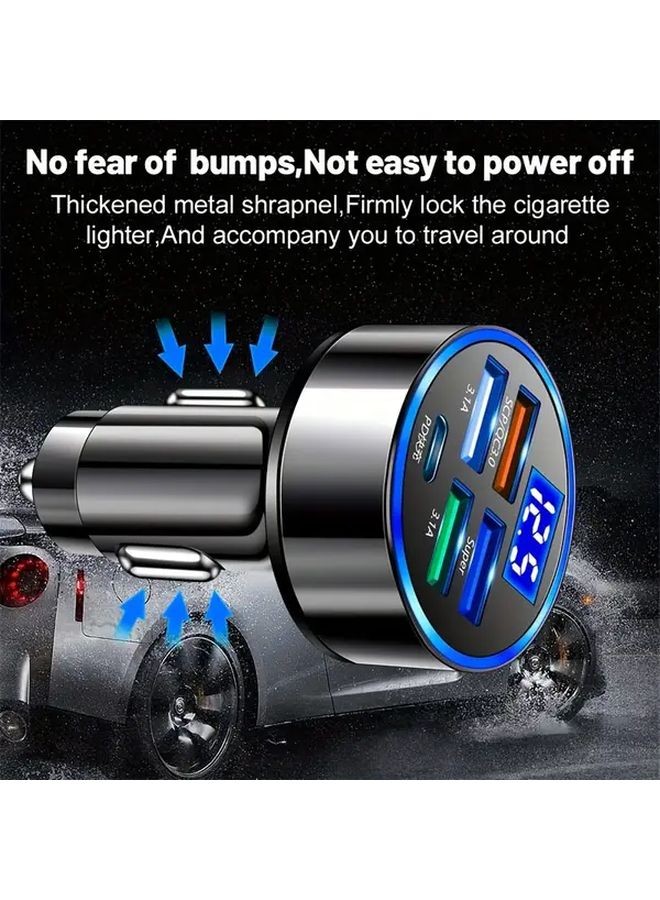 Black USB C Car Charger Adapter 4 Ports Fast Charging Type C PD Quick Charge 3.0 Multiport Charger High Speed Car Accessory Road Trip Essential Travel Charger - Image 4