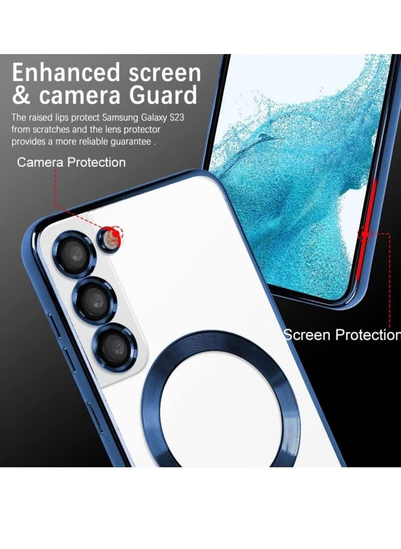 Raxoom Magnetic Clear Case for Samsung Galaxy S23 with Camera Lens Protector Magsafe Compatible Electroplated Soft TPU Shockproof Anti-Scratch Phone Case - Image 2