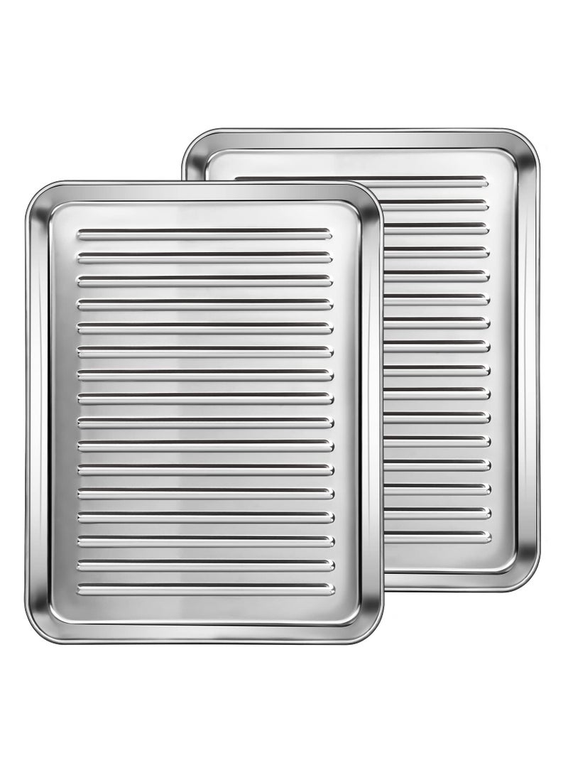 Zikra 2 Pcs Baking Sheets, Stainless Steel Baking Pan for Baking 10 Inch Baking Tray for Oven Heavy Duty Oven Pan for Cookie, Bread, - Image 1