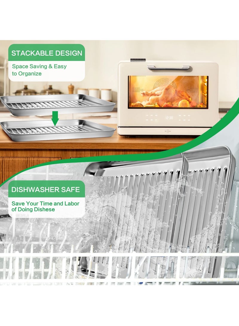 Zikra 2 Pcs Baking Sheets, Stainless Steel Baking Pan for Baking 10 Inch Baking Tray for Oven Heavy Duty Oven Pan for Cookie, Bread, - Image 4