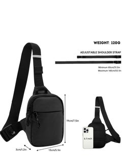 Captaintech Small Sling Bag for Men Waterproof Crossbody Packs Purses Chest Bags with Adjustable Shoulder Belt for Travel Sport Camping(Black)  - Image 2
