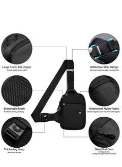 Captaintech Small Sling Bag for Men Waterproof Crossbody Packs Purses Chest Bags with Adjustable Shoulder Belt for Travel Sport Camping(Black)  - Image 4